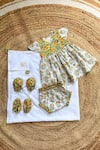 Buy_PlumCheeks_Yellow Cotton Hand Block Print Marigold Kurta Bloomers Jamna Set  _Online