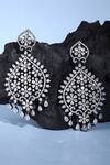 Shop_Auraa Trends_White Diamonds, Zari American Embellished Earrings _at_Aza_Fashions
