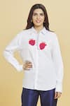 Buy_Aiman_Ivory Cotton Embroidered Thread Shirt Collar Placed Heart Pattern  _at_Aza_Fashions