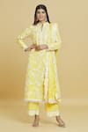 Buy_Aiman_Yellow Cotton Silk Thread Embroidered Kurta Pant Set _at_Aza_Fashions