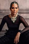 Buy_joules by radhika_Gold Plated Polki Stone Embellished Pendant Necklace Set _Online_at_Aza_Fashions