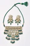 Shop_joules by radhika_Green Polki Kundan Embellished Pendant Choker Set _at_Aza_Fashions