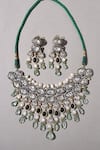 Shop_joules by radhika_Green Polki Fluoride And Embellished Necklace Set _at_Aza_Fashions