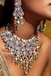 joules by radhika_Green Polki Fluoride And Embellished Necklace Set _Online_at_Aza_Fashions