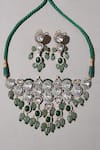 Shop_Joules by Radhika_Green Polki Jade Tumbles And Embellished Necklace Set _at_Aza_Fashions