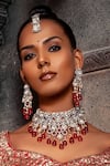 Buy_joules by radhika_Red Polki Embellished Necklace Set_at_Aza_Fashions