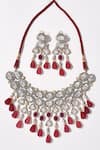 Shop_joules by radhika_Red Polki Embellished Necklace Set_at_Aza_Fashions
