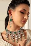 Buy_joules by radhika_Green Polki And Bead Embellished Necklace Set_at_Aza_Fashions