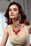 Buy_joules by radhika_Red Polki Tourmaline And Embellished Necklace Set_at_Aza_Fashions