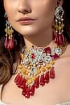Buy_joules by radhika_Red Polki Tourmaline And Embellished Necklace Set_Online_at_Aza_Fashions