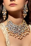 Buy_joules by radhika_Gold Plated Polki Baroque Pearl And Embellished Necklace Set_Online_at_Aza_Fashions