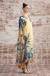Buy_Rajdeep Ranawat_Yellow Silk Digital Printed Banera Kimono Tunic And Flared Pant Set _Online_at_Aza_Fashions