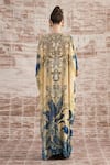 Shop_Rajdeep Ranawat_Yellow Silk Digital Printed Florette V Neck Imama Kaftan _at_Aza_Fashions