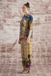 Rajdeep Ranawat_Yellow Silk Digital Printed Floral Spread Collar Maizah Shirt And Pant Set _Online_at_Aza_Fashions