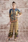 Buy_Rajdeep Ranawat_Yellow Silk Digital Printed Floral Spread Collar Maizah Shirt And Pant Set _Online_at_Aza_Fashions
