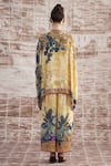 Shop_Rajdeep Ranawat_Yellow Silk Digital Printed Floral Band Vagator Chanel Tunic And Flared Pant Set _at_Aza_Fashions