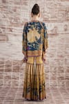 Shop_Rajdeep Ranawat_Yellow Silk Digital Printed Botanical Vagator Ramona Poncho And Sharara Set _at_Aza_Fashions