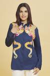Buy_Aiman_Blue Cotton Embroidery Octopus Collar Shirt _Online_at_Aza_Fashions