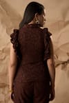 Shop_Enness Studio_Brown Lace Embroidery Paisley Collared Neck Dawn Shirt _at_Aza_Fashions