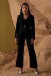 Buy_Enness Studio_Black Premium Crepe Plain Notched Lapel Bonded Blazer With Pant _at_Aza_Fashions