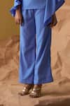 Enness Studio_Blue Waffle Crepe Round Crecent Top With Pant _Online_at_Aza_Fashions