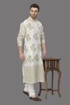 Buy_A!A By Abrar Ali_Ivory Chanderi Printed Floral Kurta With Churidar _at_Aza_Fashions