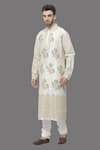 A!A By Abrar Ali_Ivory Chanderi Printed Floral Kurta With Churidar _Online_at_Aza_Fashions