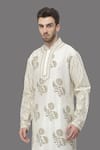 Buy_A!A By Abrar Ali_Ivory Chanderi Printed Floral Kurta With Churidar _Online_at_Aza_Fashions