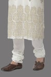 Shop_A!A By Abrar Ali_Ivory Chanderi Printed Floral Kurta With Churidar _Online_at_Aza_Fashions