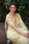 Buy_Gopi Vaid_Yellow Priyal Embroidered Saree And Blouse Set_at_Aza_Fashions