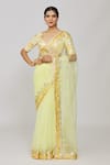 Gopi Vaid_Yellow Priyal Embroidered Saree And Blouse Set_at_Aza_Fashions