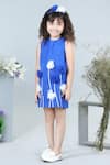 Buy_The Little Celebs_Blue Crepe Applique Floral Dress _Online_at_Aza_Fashions