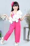 Buy_The little celebs_Pink Imported Crepe Embellished Floral Applique Jumpsuit _at_Aza_Fashions