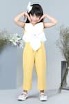 The Little Celebs_Yellow Crepe Embroidery Floral Applique Pattern Jumpsuit _Online_at_Aza_Fashions