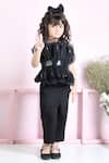 Buy_The little celebs_Black Imported Crepe Embellished Tape Ruffled Belted Top With Pant _at_Aza_Fashions