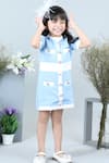 The little celebs_Sky Blue Imported Crepe Solid Button Embellished Coat Dress _Online_at_Aza_Fashions