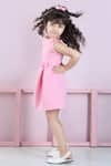 The little celebs_Pink Neoprene Embellished Pearl Yoke Dress _Online_at_Aza_Fashions