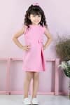 Buy_The little celebs_Pink Neoprene Embellished Pearl Yoke Dress _Online_at_Aza_Fashions