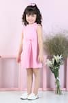 Shop_The little celebs_Pink Neoprene Embellished Pearl Yoke Dress _Online_at_Aza_Fashions