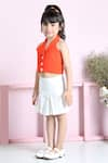 Shop_The little celebs_Orange Neoprene Solid Waistcoat With Skirt _Online_at_Aza_Fashions