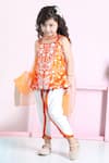 Shop_The little celebs_Orange Silk Embroidered Floral Kurta Dhoti Pant Set _Online_at_Aza_Fashions