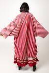 Shop_KA-Sha_Red Cotton Open Neck Aloma Vertical Stripe Pattern Jacket _Online_at_Aza_Fashions