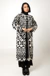 Buy_KA-Sha_Black Cotton Geometric Open Asha Pattern Jacket _at_Aza_Fashions