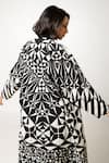 KA-Sha_Black Cotton Geometric Open Asha Pattern Jacket _Online_at_Aza_Fashions