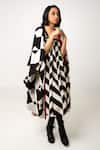 KA-Sha_Black Cotton Geometric Open Doma Pattern Jacket _at_Aza_Fashions