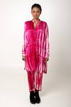 Buy_KA-Sha_Pink Silk Mandarin Collar Gulabo Tie Dye Shirt _at_Aza_Fashions