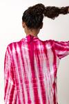 Shop_KA-Sha_Pink Silk Mandarin Collar Gulabo Tie Dye Shirt _at_Aza_Fashions