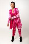 Shop_KA-Sha_Pink Silk Mandarin Collar Gulabo Tie Dye Shirt _Online_at_Aza_Fashions