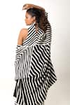 Shop_KA-Sha_Black Cotton Applique Turtle Neck Polo Striped Crop Top _at_Aza_Fashions