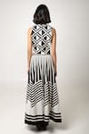 Shop_Ka-Sha_Black Cotton Stripe Round Rapa Symmetric Motif Crop Top _at_Aza_Fashions